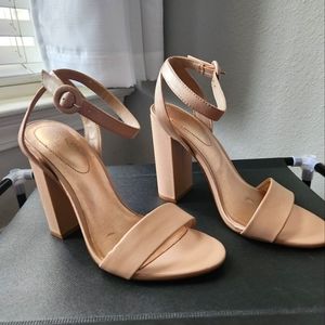 Nude strap heels